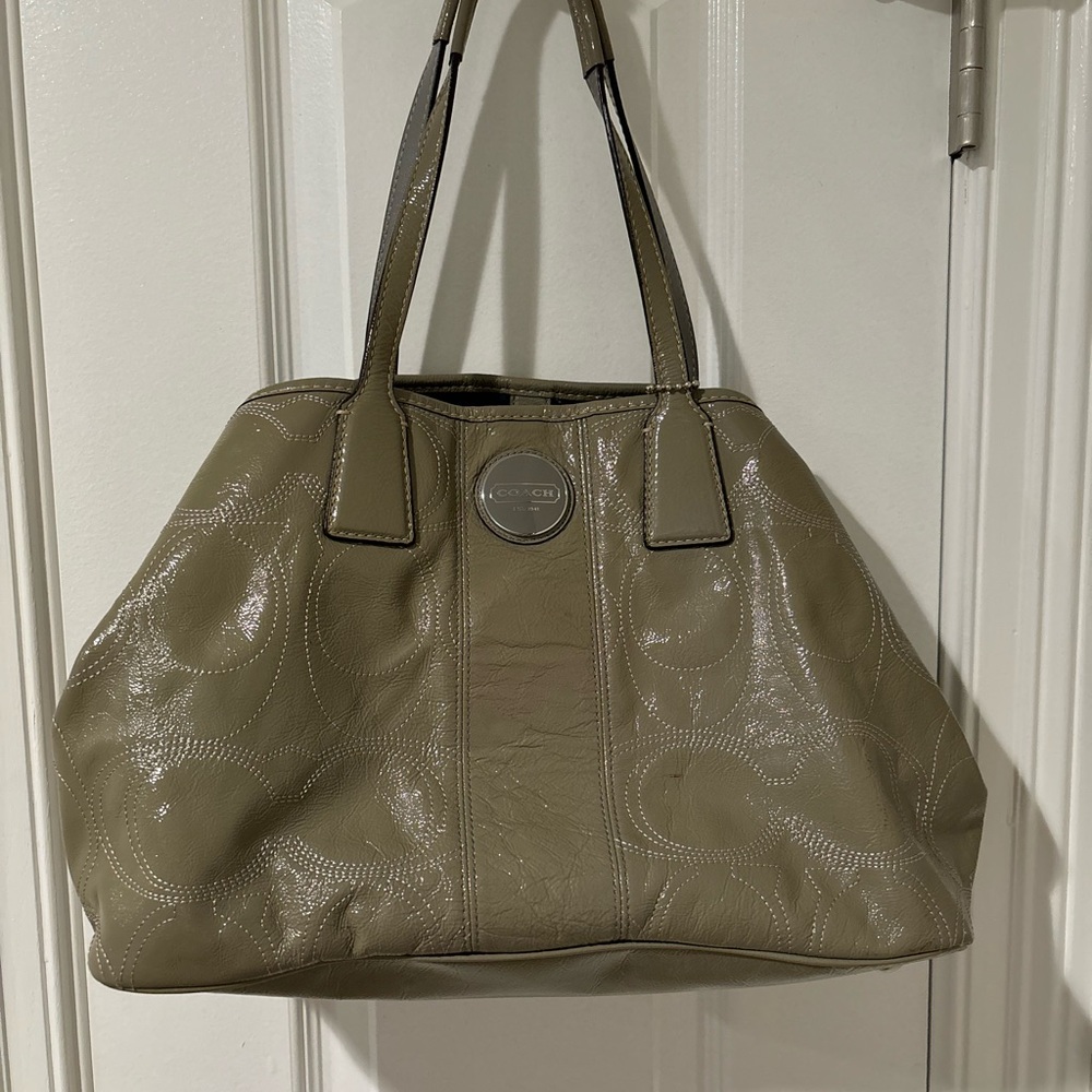Coach Olive Leather Kisslock  Handbag